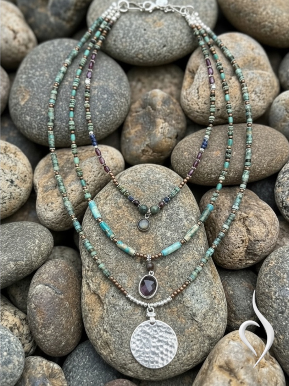 Layered Turquoise & Sea Sediment Jasper Necklace